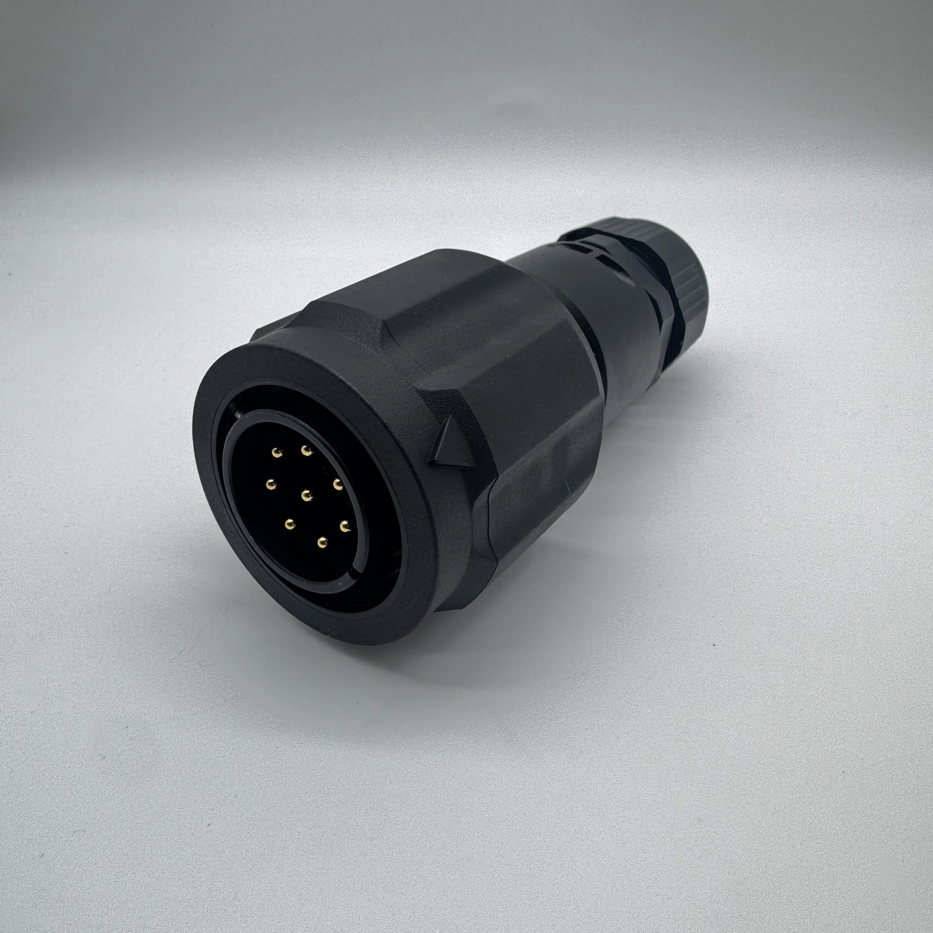 Inline Male Solder Type Audio 8Pin Speaker Connectors with Rubber Coated Locking Ring