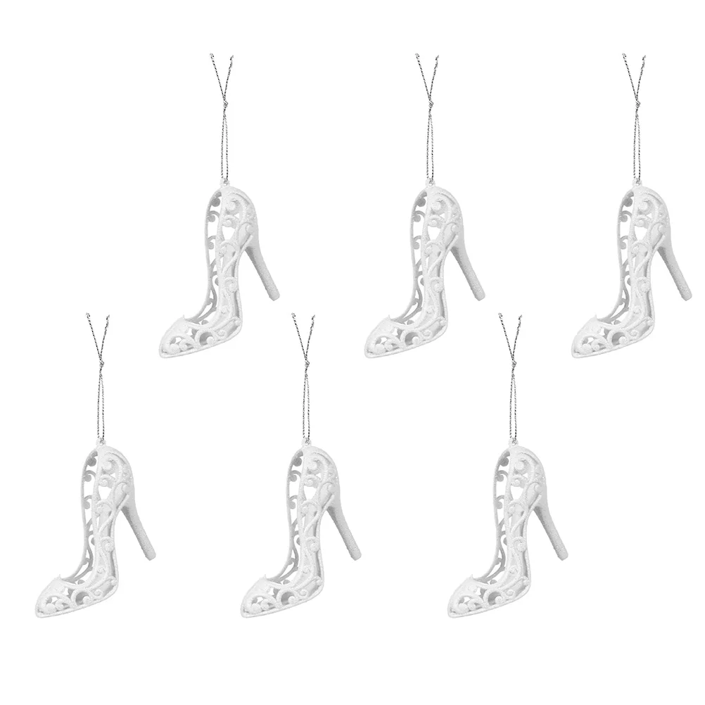 6 Pcs Xmas Hanging Ornaments Christmas High Heels Tree Decorations High-heeled Shoes Shaped Pendants