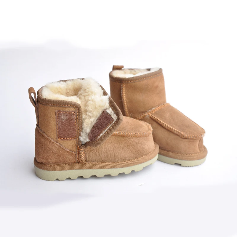 

Children Wool Sheepskin Boots Girls Boy Winter Fur Shoes Kids Velvet Snow Boots Infant Baby Toddler Leather Furry Boots Footwear