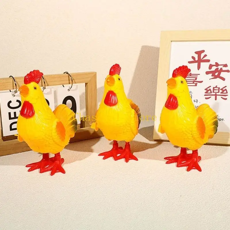 E7CE Creative Window Decoration Vintage Rooster Hopping What Up Toy Prank Robot