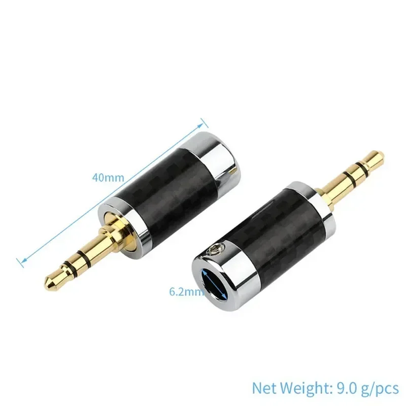 Gold Rhodium Plated 3 5 Headphone Plug 3.5 Jack Audio Connector 3 Pole Stereo Male Carbon Fiber For 6.2mm Headset Wire Hole