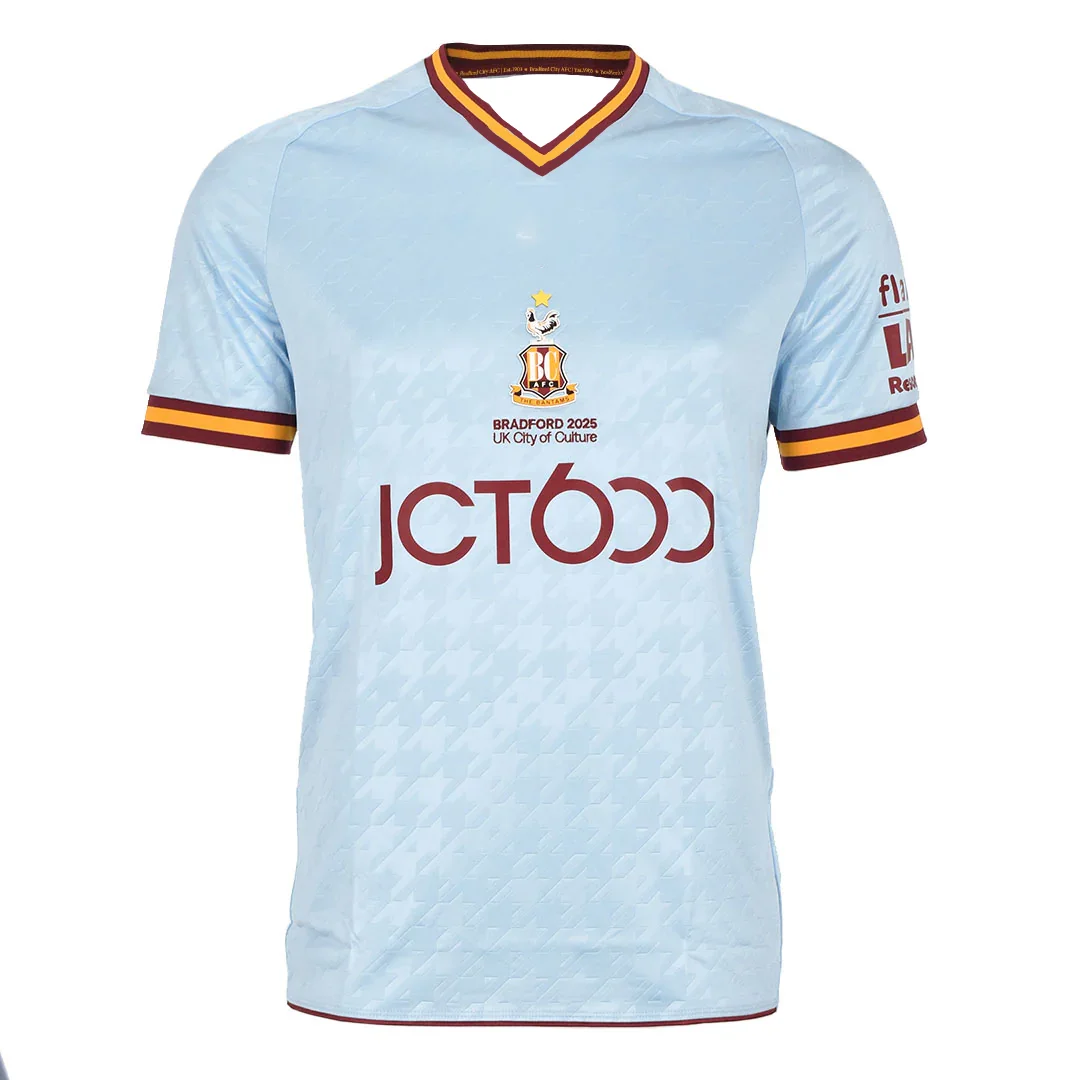 25-26 الموسم برادفورد سيتي AFC المنزل وخارجها كرة القدم جيرسي تي شيرت ثلاثية الأبعاد مطبوعة مريحة تي شيرت نفس الكبار والأطفال