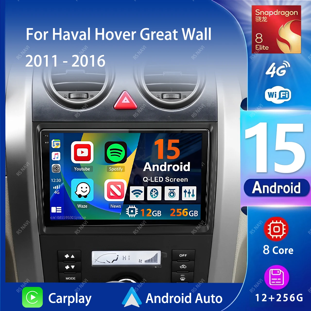Android 15 Carplay Auto 2K Screen Car Radio Multimedia Player For Haval Hover Great Wall H3 H5 2011 - 2016 2din Autoradio Stereo