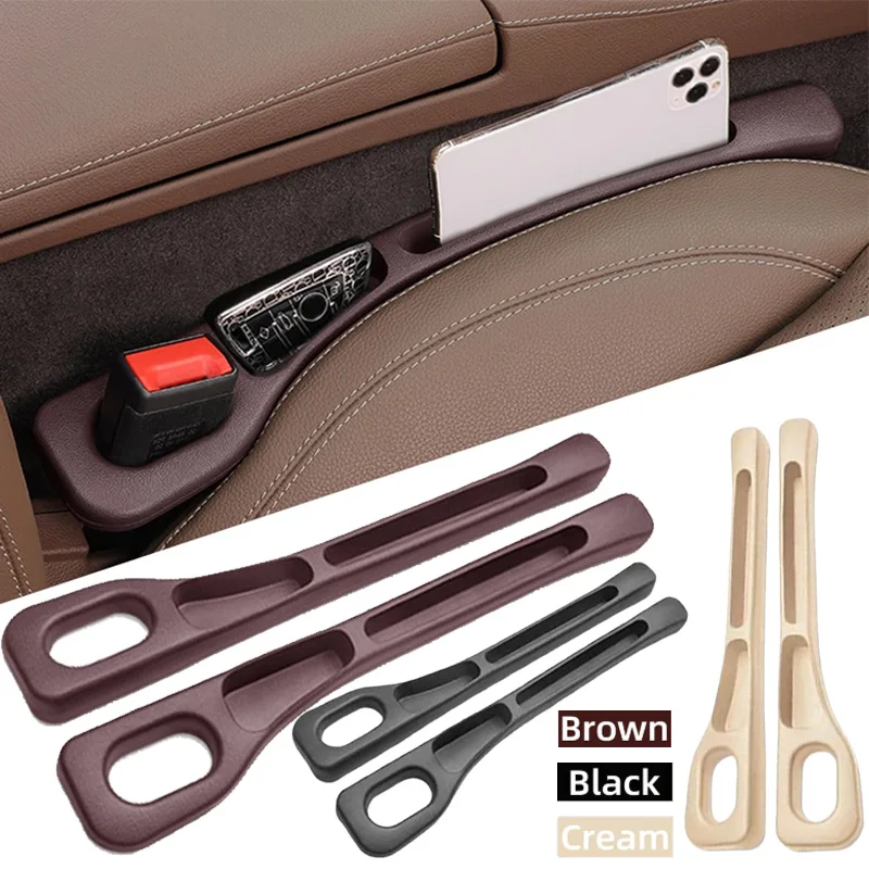 2Pcs Car Seat Gap Filler Organizer PU Waterproof Universal Car Seat Gap Anti-leak Stopper Strip 2Slot Seat Gap Storage Organizer