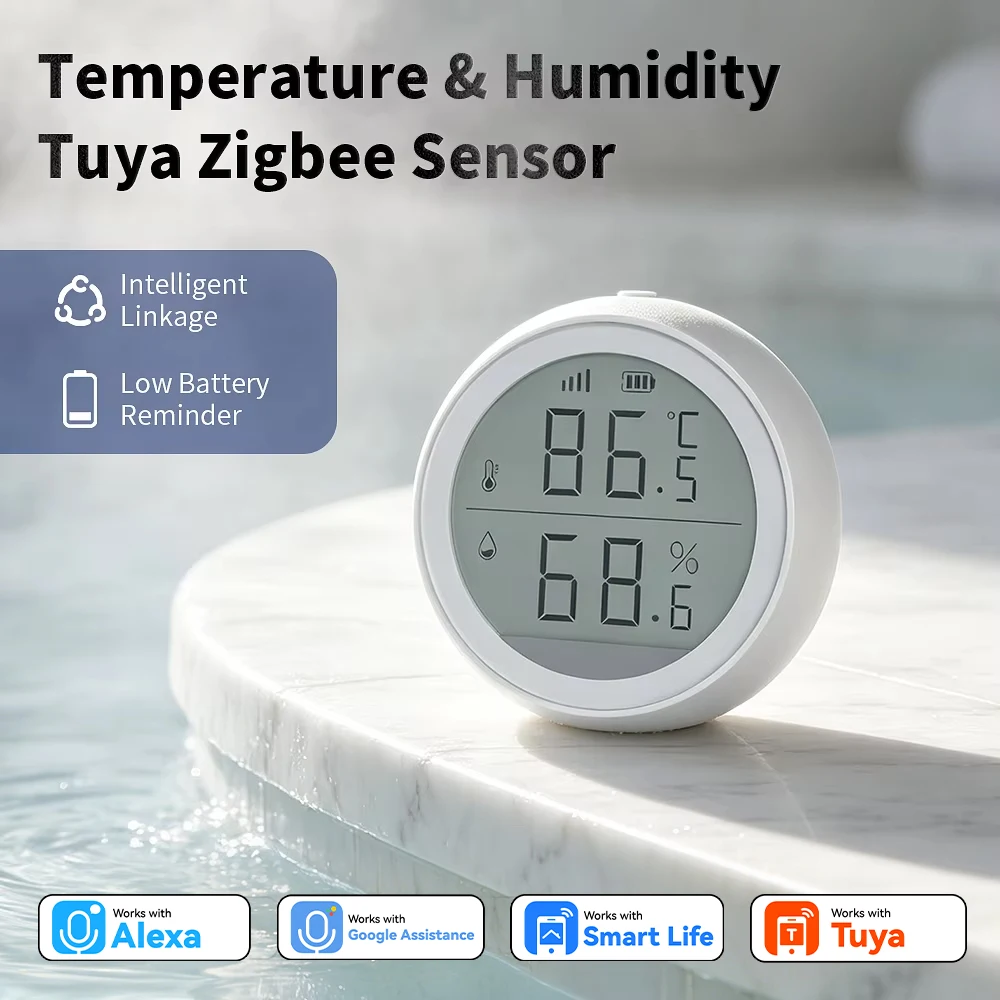 

Умный датчик температуры и влажности Tuya Zigbee для Alexa и Smart Life – термометр-гигрометр для детской комнаты, дома и теплицы