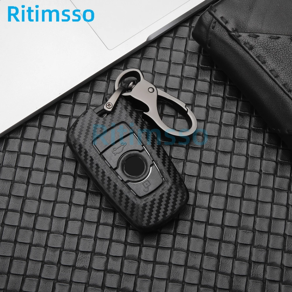 Carbon Fiber  Car  Key Fob Case SKin Cover for BMW 3 4 5 Series 320i 530i 550i F20 F21 F30 F31 F25 F01 F02 Car Key Case