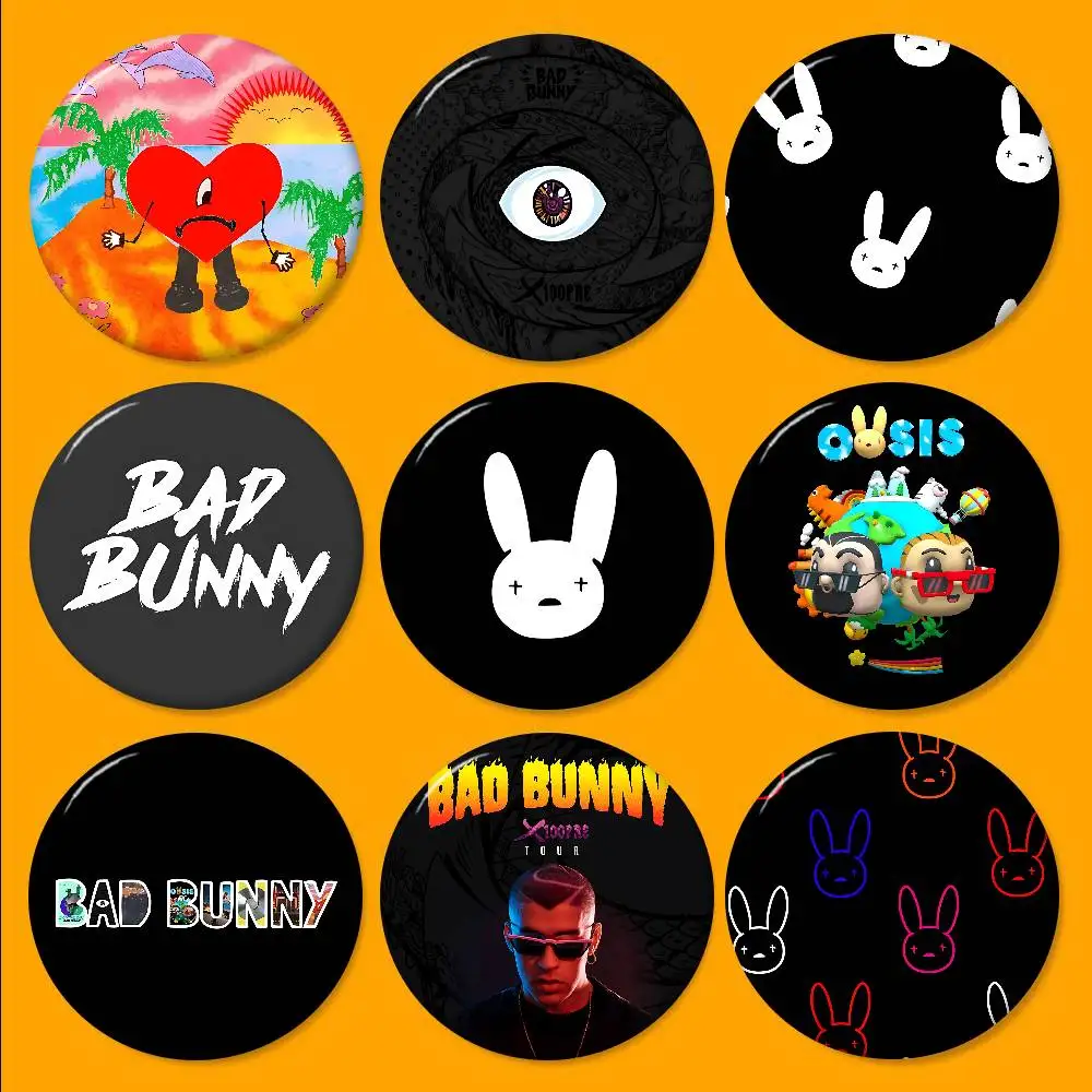 Singer Bad Bunny Tinplate Soft Button Pin Brooch Metal Badge Custom Jewelry Accessories Hat Bag Lapel