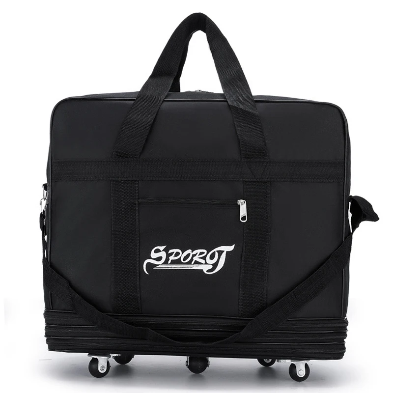 27 32 42 Cal podróżny plecak dla kobiet mężczyzn rozszerzalna składana bagaż na kółkach wszechstronna czarna walizka na weekendowy wyjazd