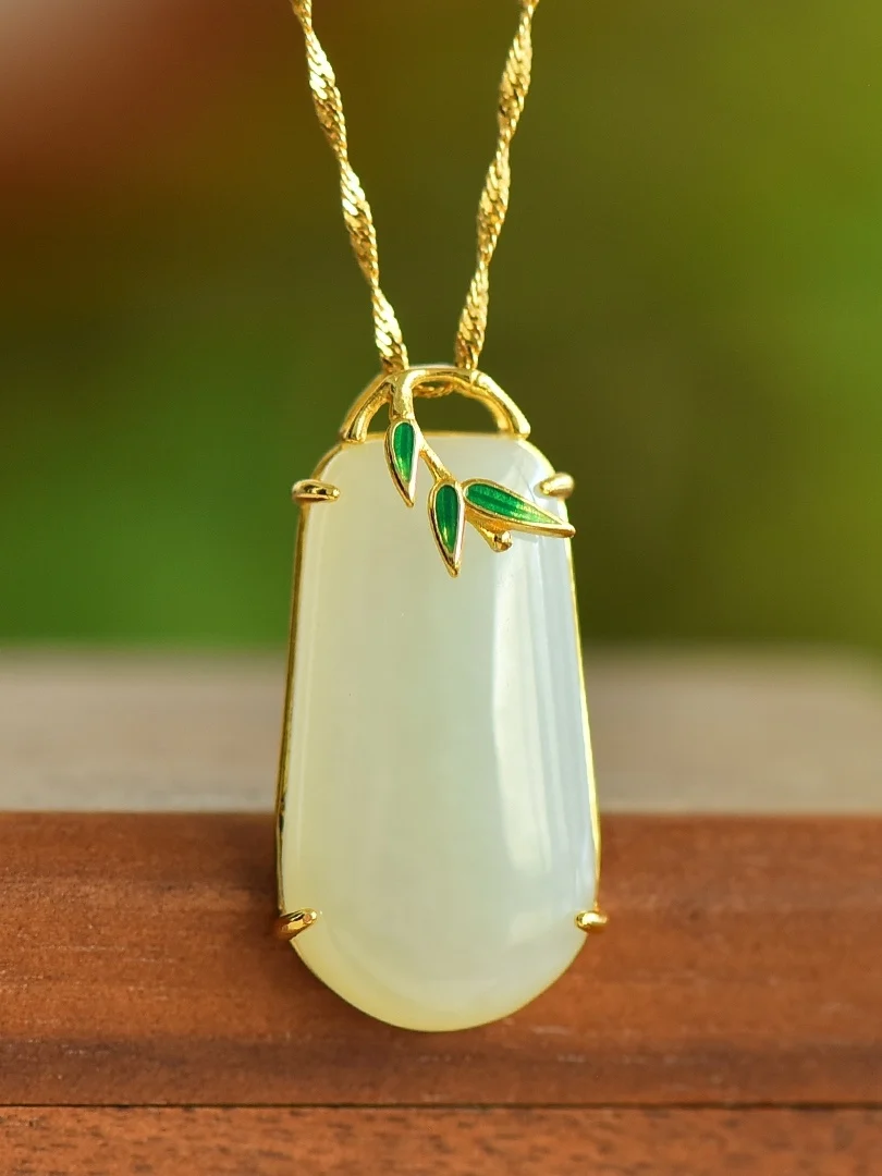 s925-sterling-silver-natural-turquoise-bamboo-node-enamel-pendant-women's-clavicle-chain-necklace-jadeite-gemstone-jewelry
