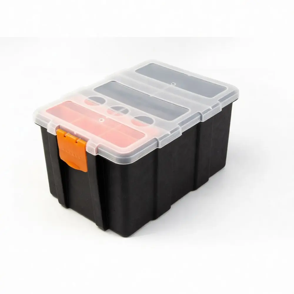 Heavy Duty Plastic Organizer Box Tool Storage Case Hardware Container With Adjustable Dividers For Small Parts Items