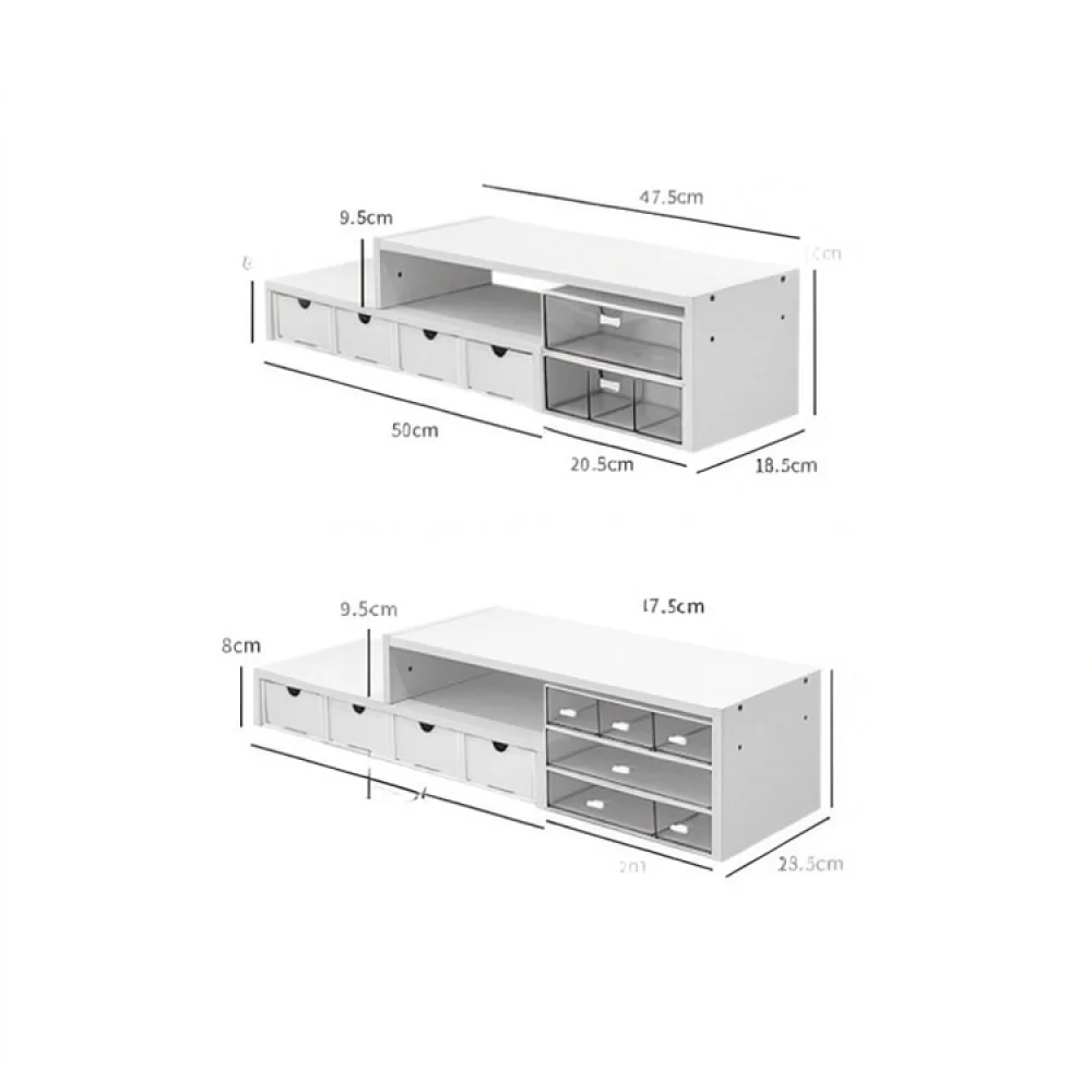 Monitor Stand Riser Wooden Desktop Organizer With Drawers For Laptop Computer Shelf Office Home Storage Solution