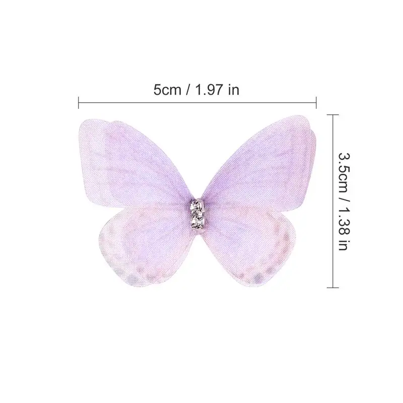 10pcs/Set 5cm Double Layer Mesh Butterfly Appliqued 3D Simulation Mesh Dreamy Bouquet Patch For DIY Handmade Hairband Nail Decor