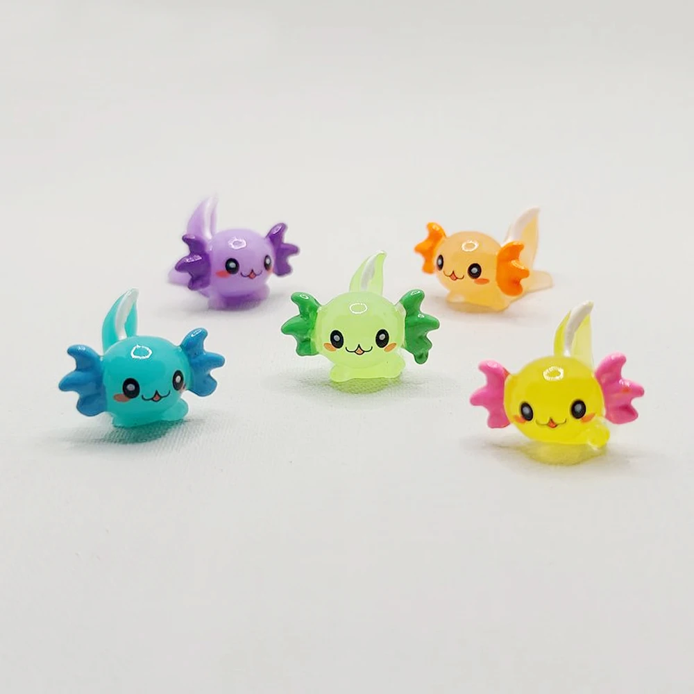 Mini Resina Mista Axolotl Miniatura Figurinhas, Ornamento Do Jardim De Fadas, Micro Paisagem Em Vaso De Planta, DIY Craft Decoração, 5 10Pcs