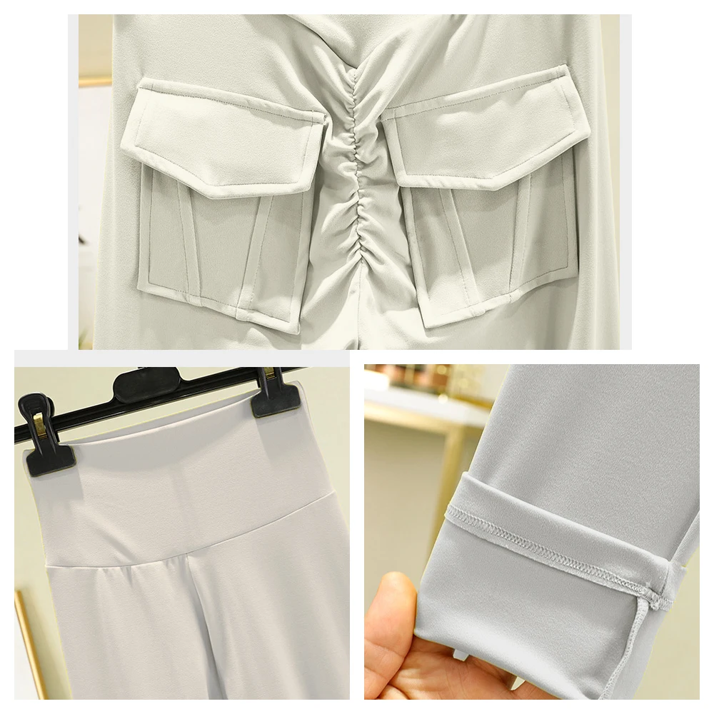 VEQKING Scrunch بعقب النساء اليوغا السراويل جيوب الظهر عالية الخصر الرياضة طماق مرونة رياضة اللياقة البدنية الجوارب سريعة الجافة تجريب السراويل