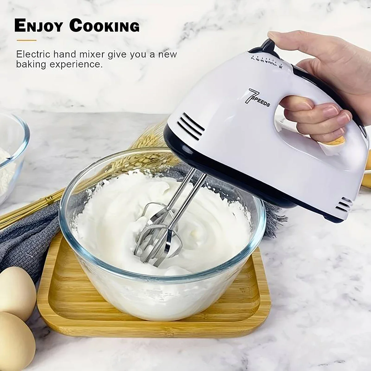 Professional and convenient 7-speed mini electric mixer, home automatic mixer, suitable for making egg whites and creams