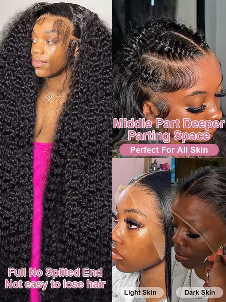 Luvkiss 180 Density 30 40 Inch Curly 13X4 HD Lace Front Human Hair Wig Brazilian Water Deep Wave 13x6 Lace Frontal Wig For Women image 2