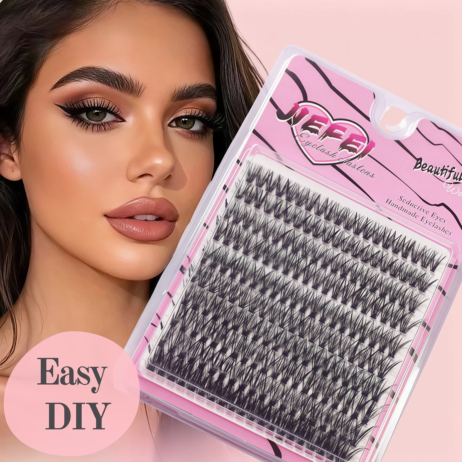 Wispy Fishtail Lash Clusters, Natural Curling Individual Lashes, Multi Rows Large Pack DIY Eyelash Extensions for Beginners