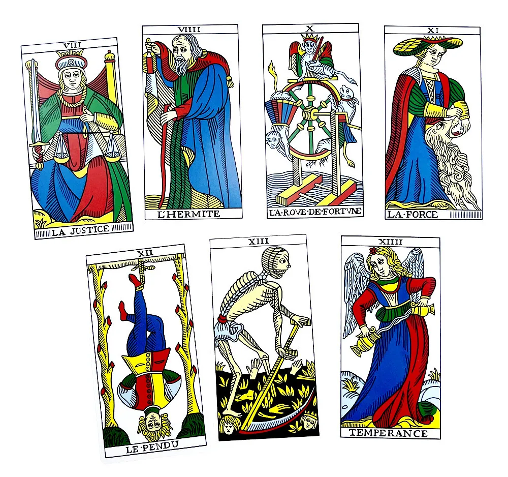 Baraja de Tarot de Marseille, juego de mesa mágico, versión completa en inglés, cartas de Tarot universales con instrucciones de papel, 12x6,5 cm