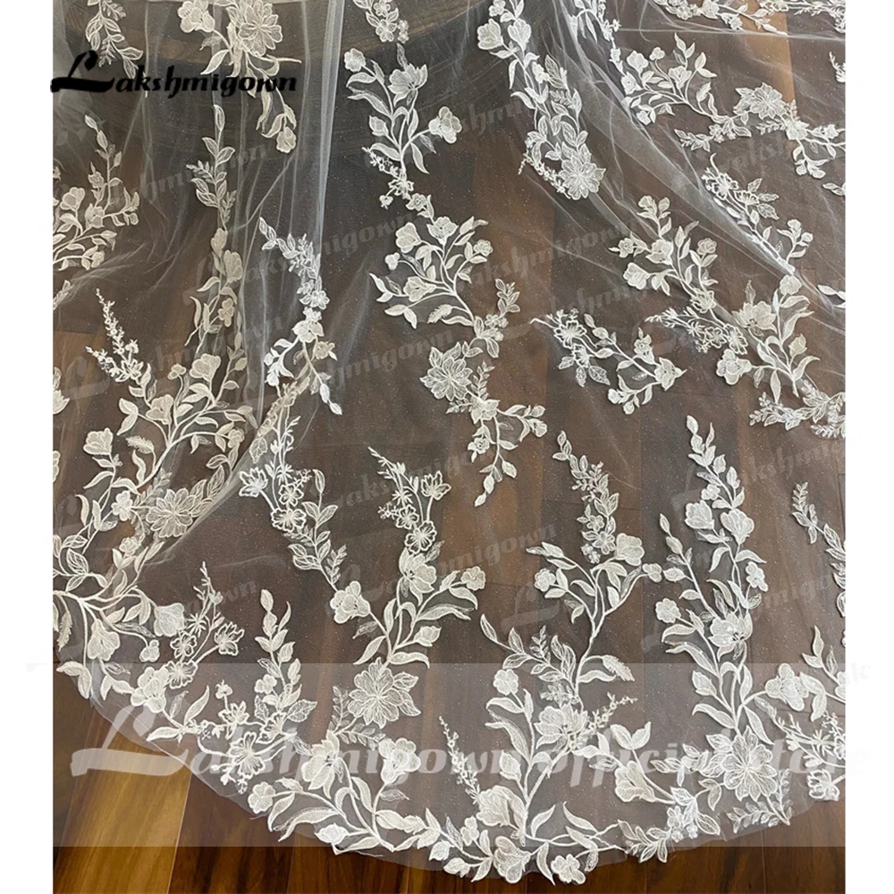 Lakshmigown ลูกไม้แต่งงานชุดเมอร์เมดสแควร์คอสายรัดต่ำ V V V V V V V V V V V V V V V V V V Floral Lace Appliques Vestidos De Noiva ชุดเจ้าสาว