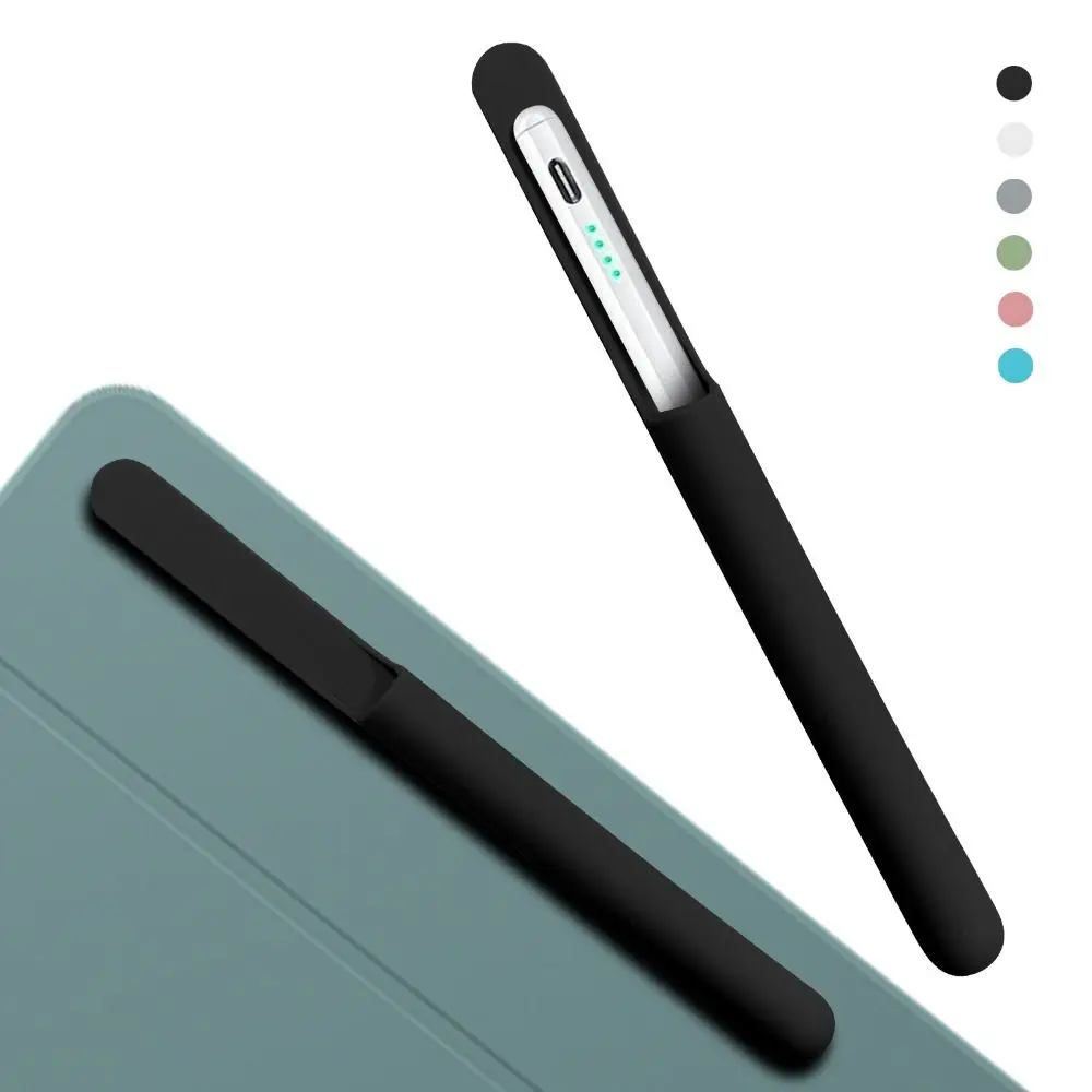 Universal Silicone Pencil Holder Anti-loss Self-Adhesive Tablet Stylus Pencil Case Solid Color Flexible Protective Sleeve