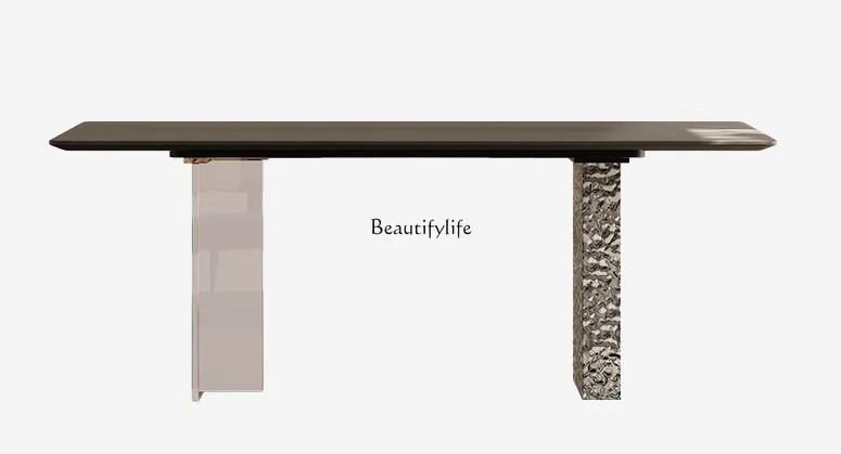 

Rectangle suspended rock slab dining table light luxury modern simple eating table living room home