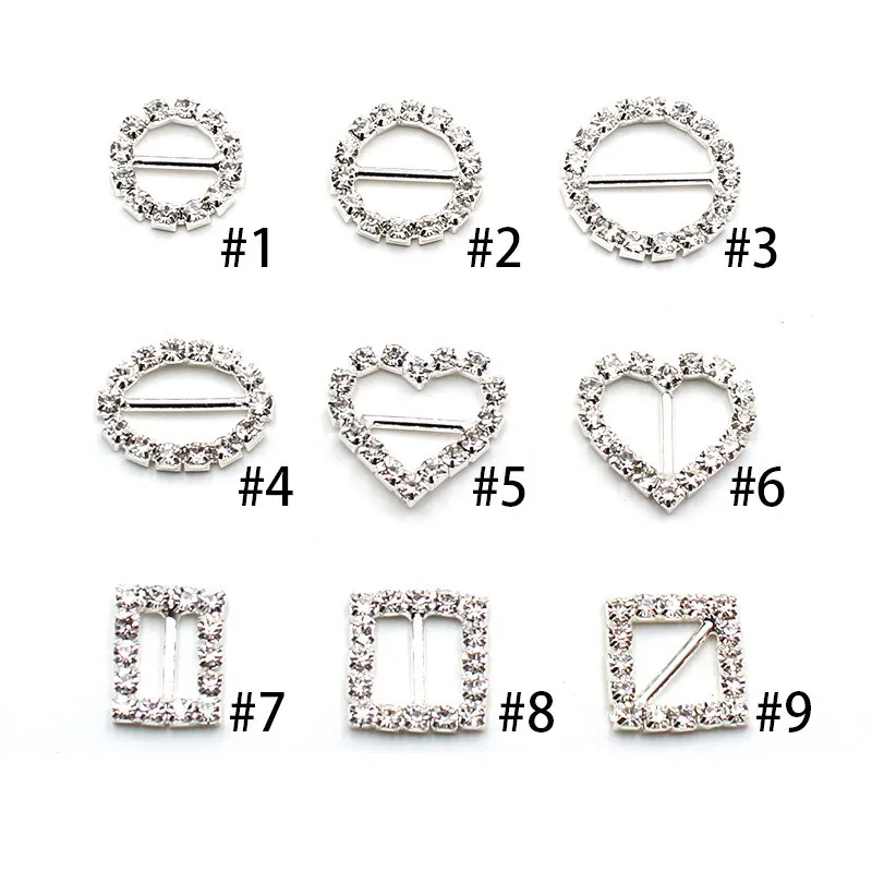 10Pcs Metal Rhinestone Buckle Wedding Clothing Gift Box Invitation Card Decoration Accessories Ribbon Bow Ribbon Buckle