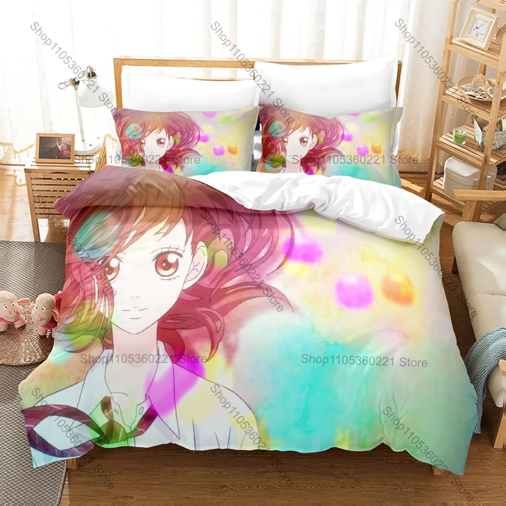 Light Pale Abstract Sakura Teen Campus Line Art 3Pcs Bedding Set Duvet Cover & Pillowcases Gentle Youth Home Textile