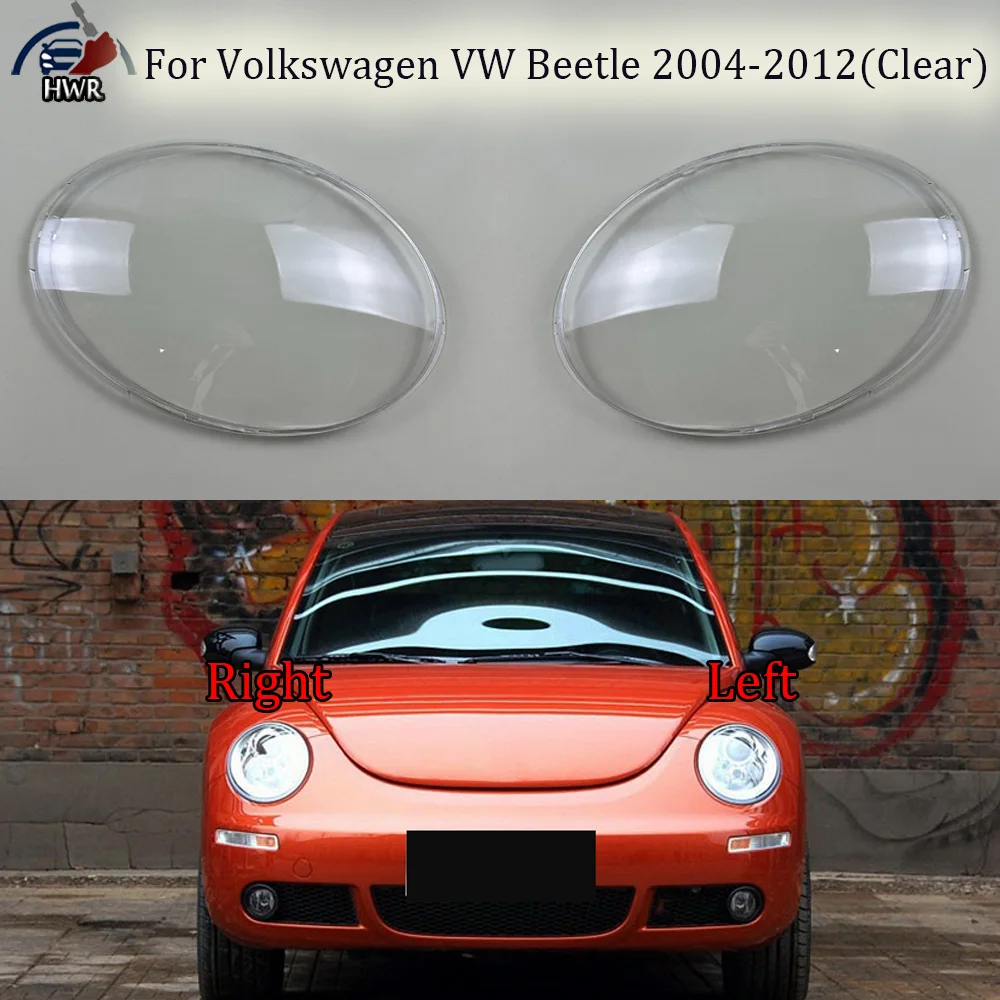 

For Volkswagen VW Beetle 2004 to 2012 (Clear) Headlight Cover Lens Transparent Lamp Shell Plexiglass Replace Original Lampshade