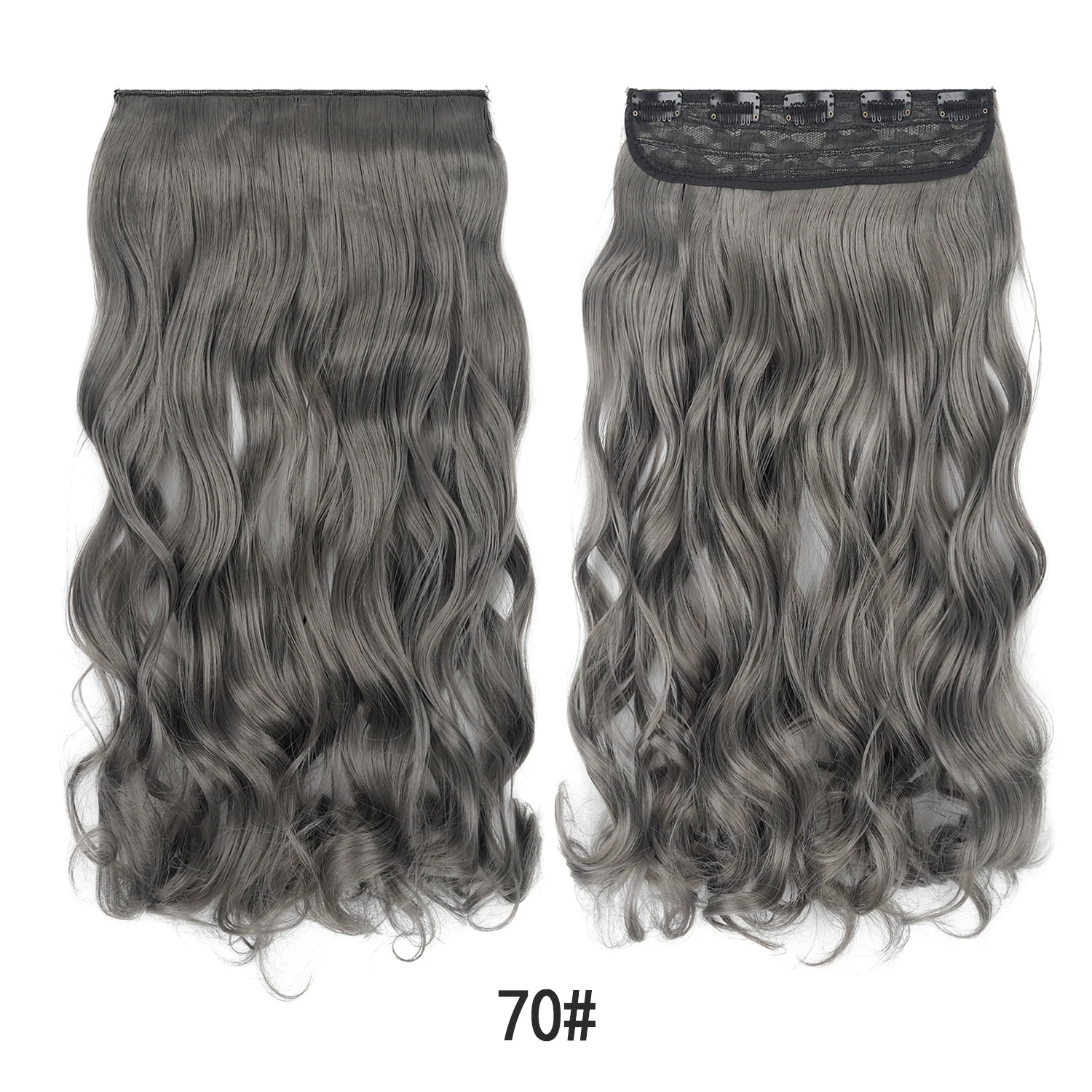 Jeedou Clip-in-Haarverlängerung, buntes, gewelltes Haar, einteilig, 5 Clips, synthetische rote, blaue, grüne Haarteile für Frauen und Mädchen, für den täglichen Gebrauch – Detail 4