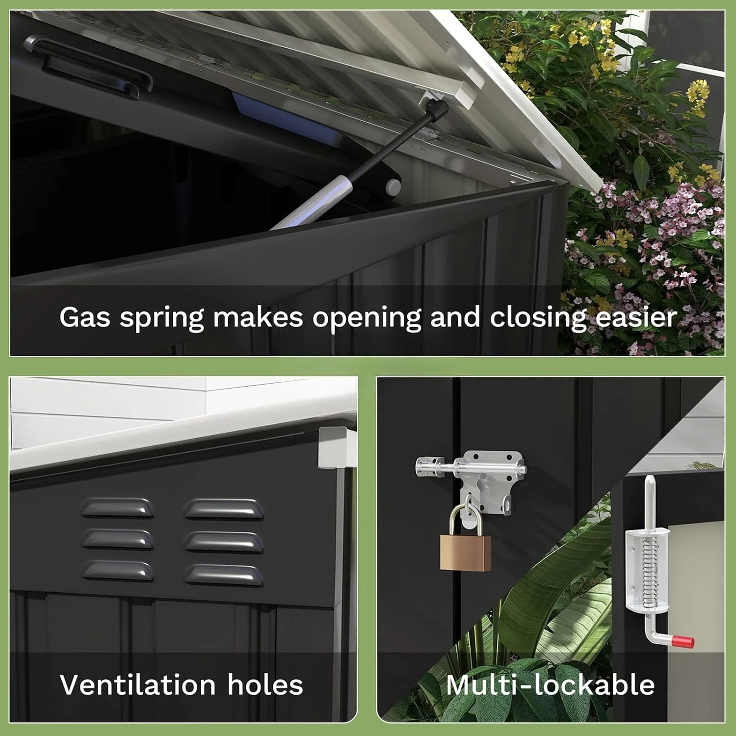 Horizontal Metal Shed, Outdoor - Gardening Tools Organiser 评论和价格