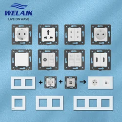 WELAIK EU White 45*45mm  Wall Socket Outlet  DIY Parts Module Gather Zone