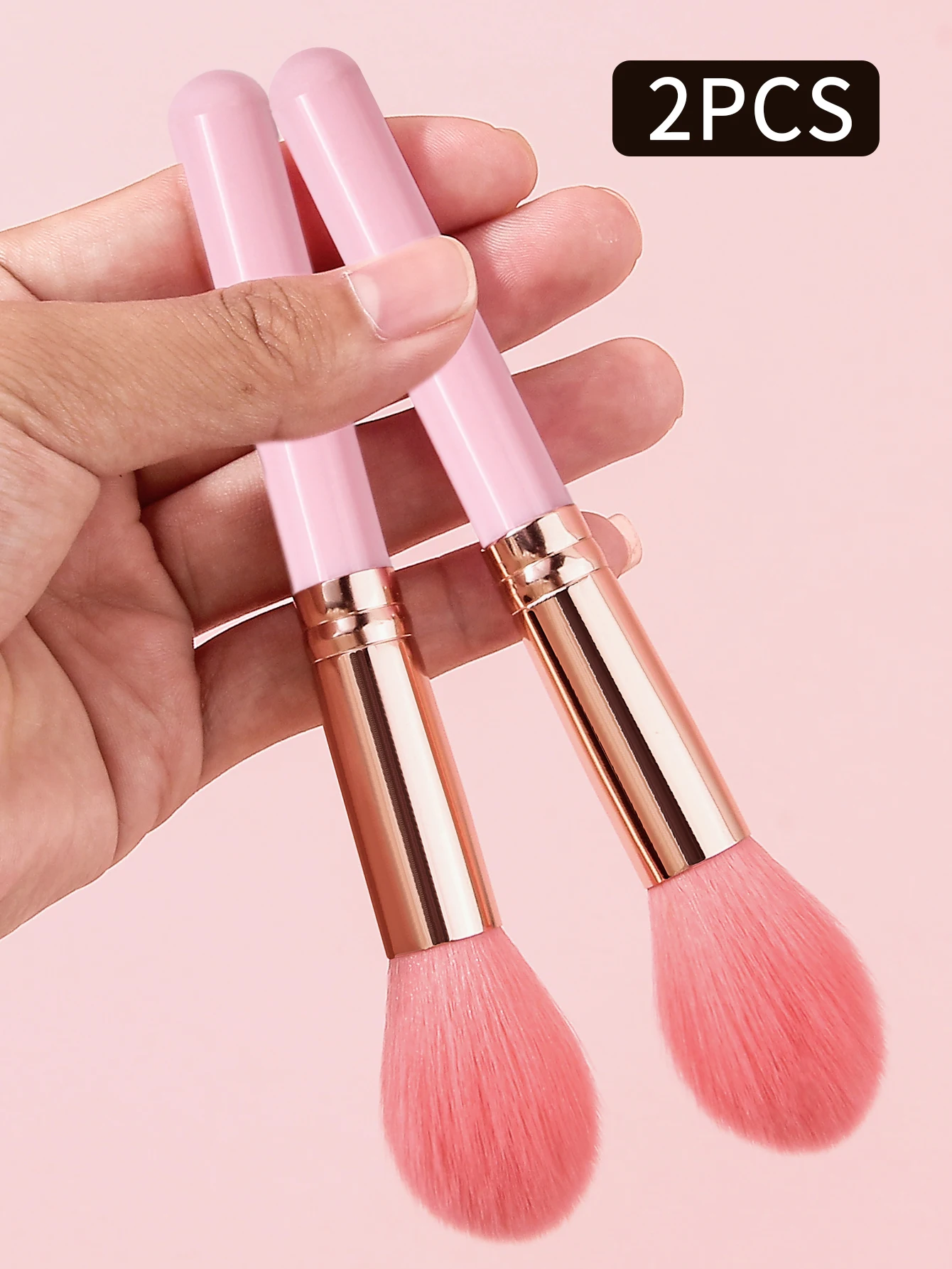2 stuks roze vlam hoogglansborstel, blushborstel met zachte haren, make-upborstel voor beginners, draagbaar en betaalbaar schoonheidshulpmiddel