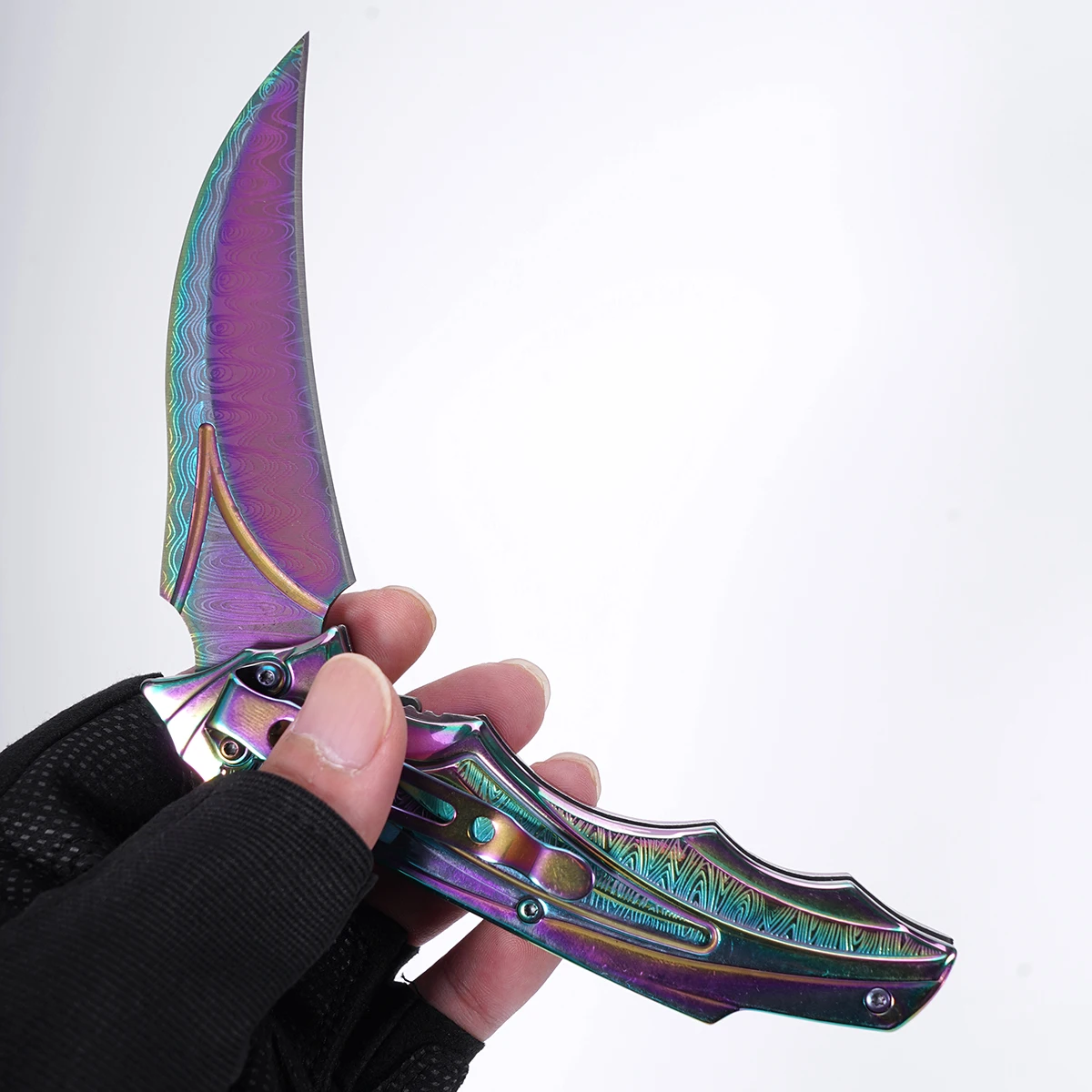 Ostry nóż składany ze stali nierdzewnej: męski taktyczny składany nóż wielofunkcyjny EDC, nóż do owoców z wyjątkowym, unikalnym wzorem. Idealny na kemping, wędrówki, eksploracje, do codziennego użytku, na ryby. Idealny prezent na Walentynki, Dzień Ojca itp.