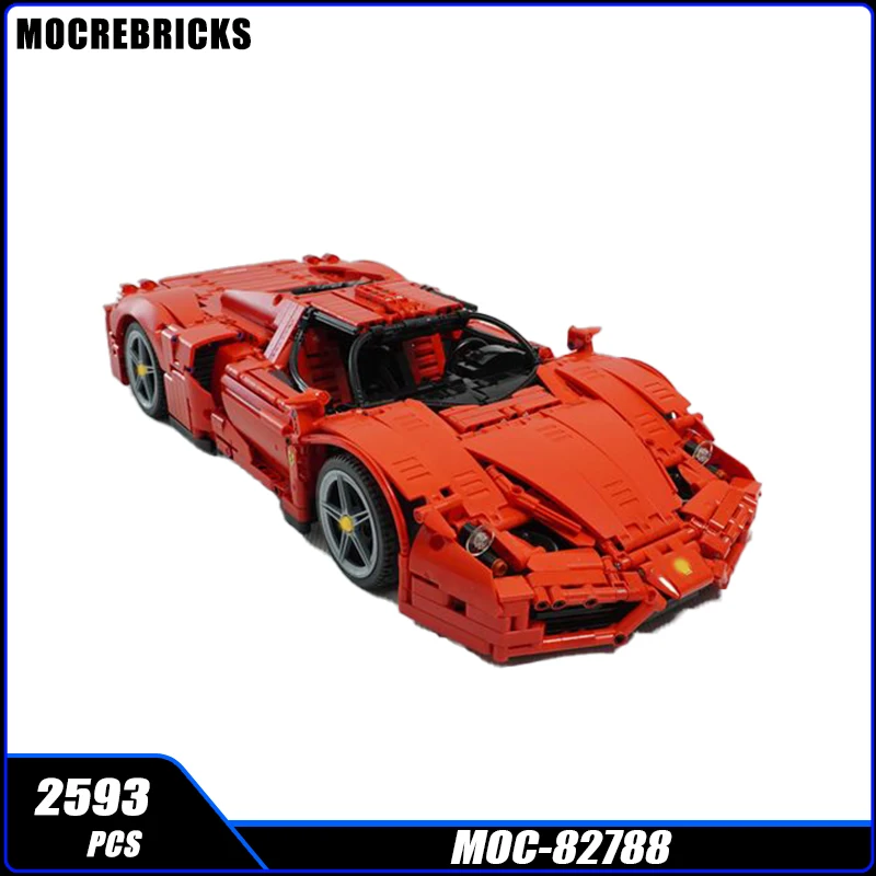 Super Car Series Red Super Car 1:10 Scale Building Block DIY Model Collection Experts Puzzle Originality Brick Toy Birthday Gift