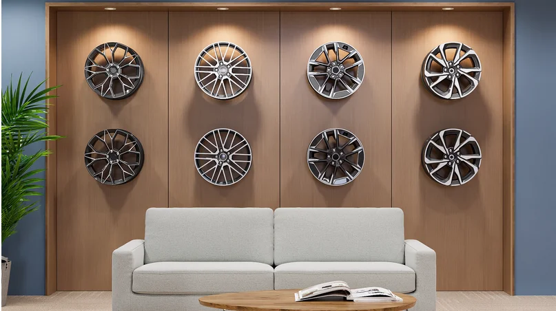 

Wheel hub wall mounted car 4S store modified tire, tire bell display stand, aluminum ring, steel ring rotating booth, rotatable
