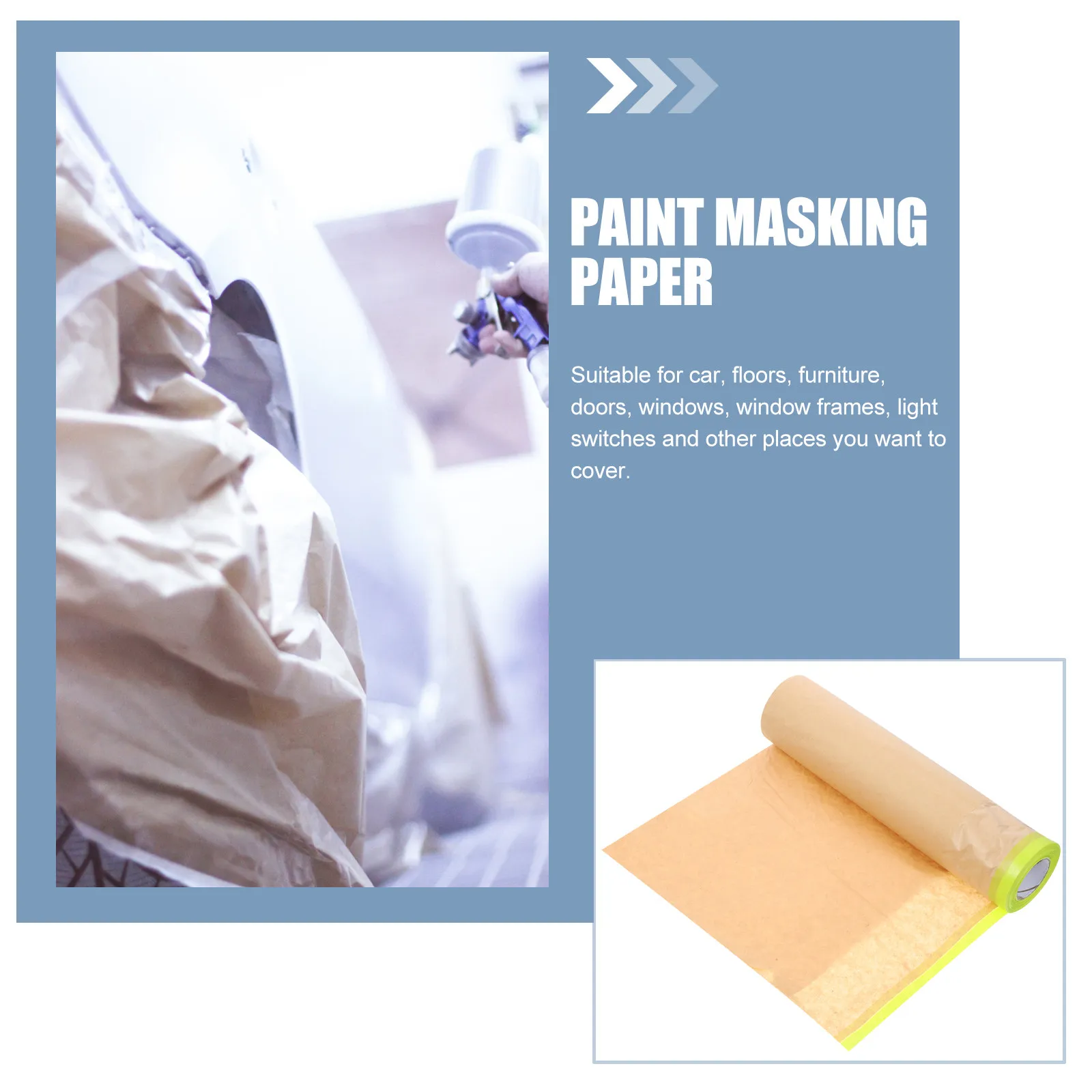 1 Roll Masking Paper High Quality Easy Peel Strong Adhesive Removable Paint Protection Covering Paper for Furniture Car Wall