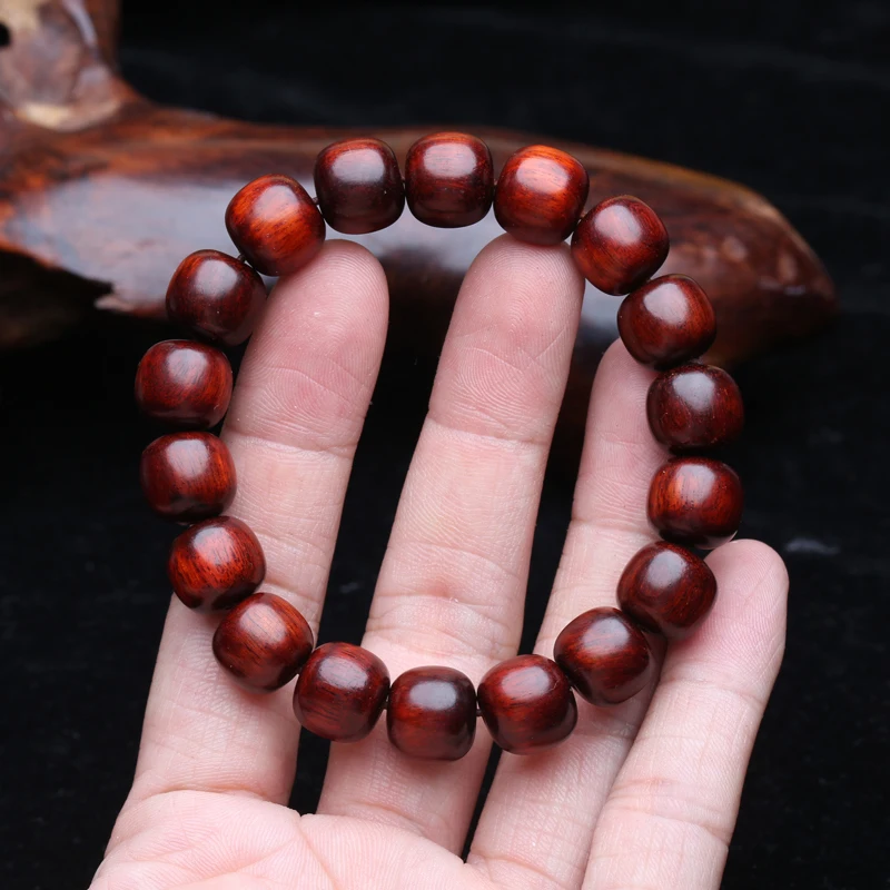 Red sandalwood Bead Bracelet Handmade 11mmx12mm beads natural Mahogany jewelry for men and women