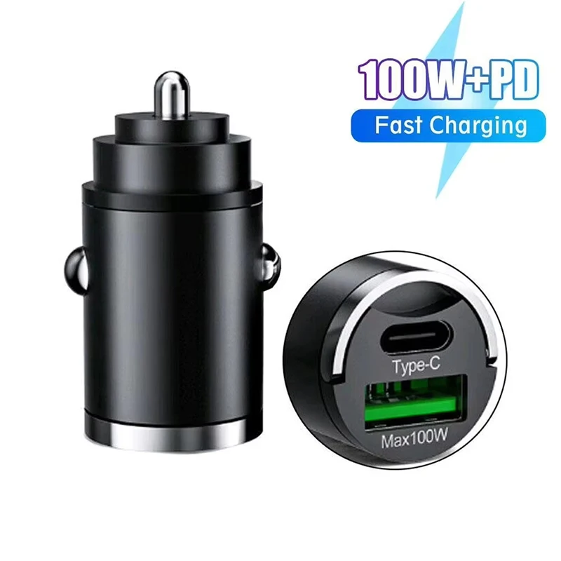 PD 100W Car Charger Type C USB Mini Fast Charging For iPhone 16 15 Samsung Huawei Xiaomi Socket Cigarette Lighter Charger In Car