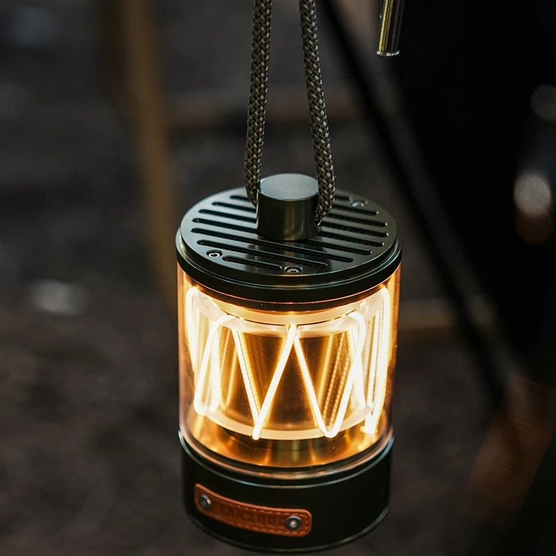 Bluetooth Speaker with Outdoor Retro Ambiance Light: Portable Metal Wireless Outdoor Camping Light and Mini Speaker