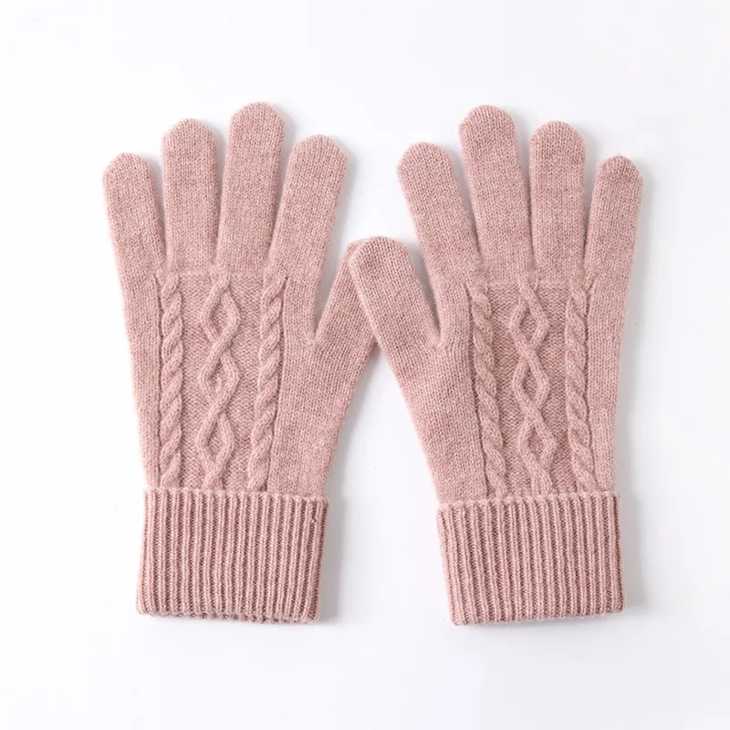 

Winter High-Quality Cashmere Gloves Women Soft Warm Stretch Knit Mittens Full Finger Guantes Female Crochet Luvas