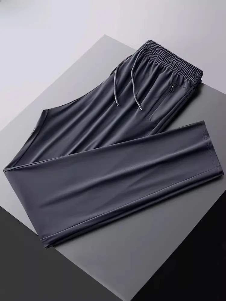 

Модные мужские повседневные брюки из ледяного шелка: летние, тонкие, быстросохнущие, спортивные, прямого кроя, с охлаждающим эффектом, дышащие, стильные, с высокой талией