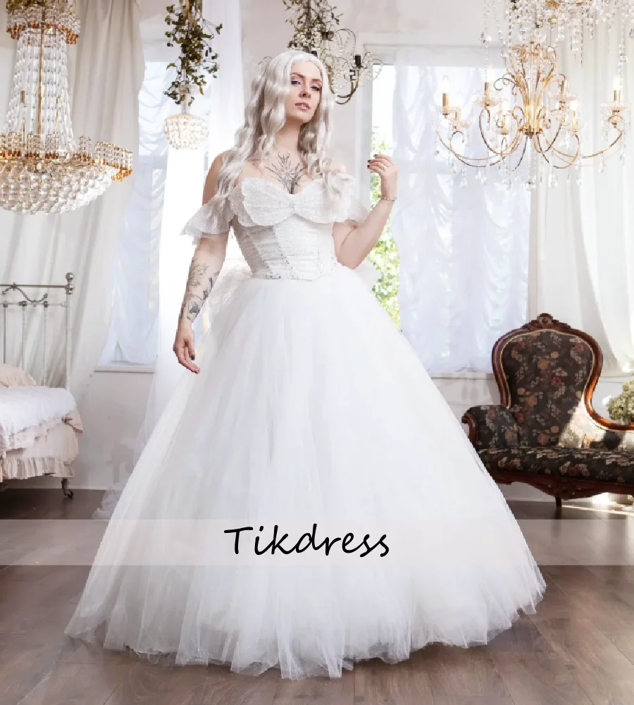 

Sparkly Sequin Korean Wedding Dress 2026 Corset Tulle Medieval Cetic Bridal Gowns Bow A Line Fairy Country Garden Bride Dress