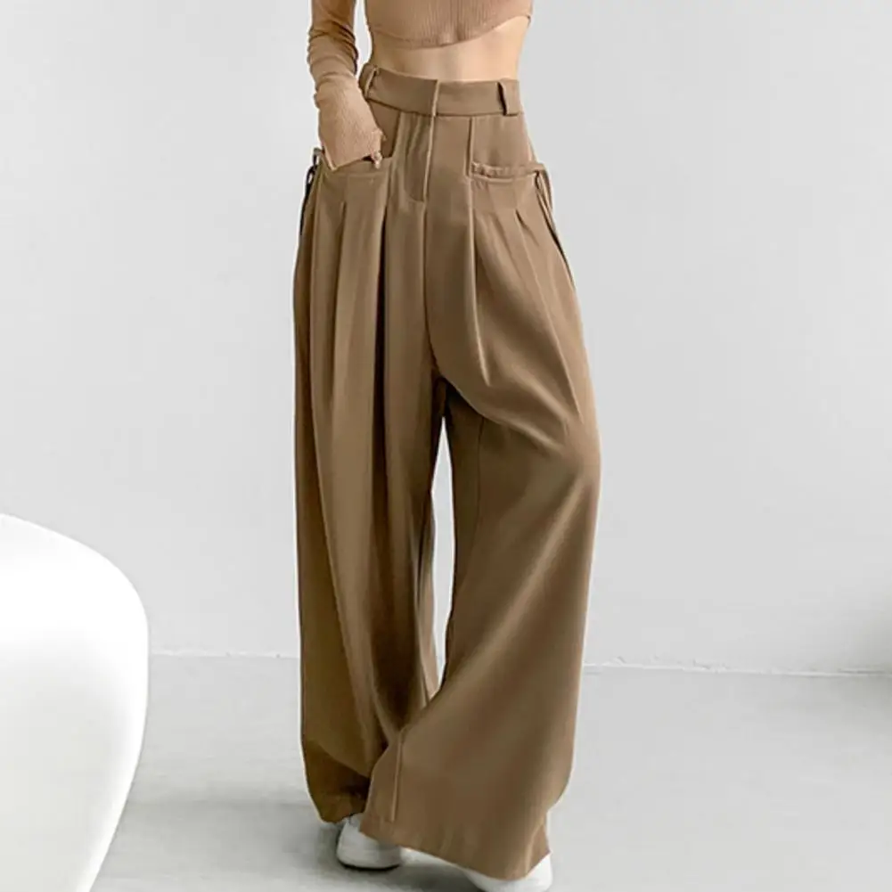 

Women Thin Summer Wide-leg Pants Ice Filament Permeability Spring Women Elastic Waist Stright Long Wide Leg Pants Casual Female