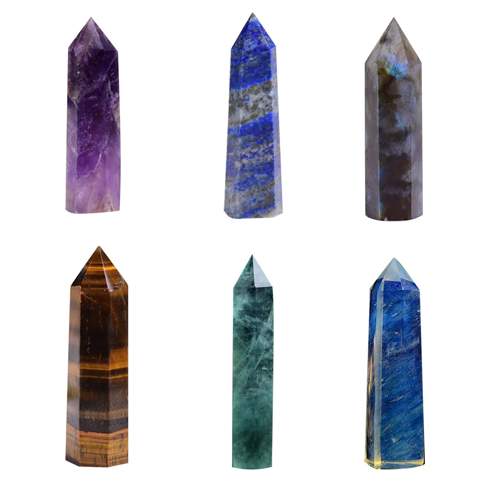 Crystal Natural Stones Point Wand Healing Energy Mineral Craft Indoor Table Decor Gifts for Children Holiday Party