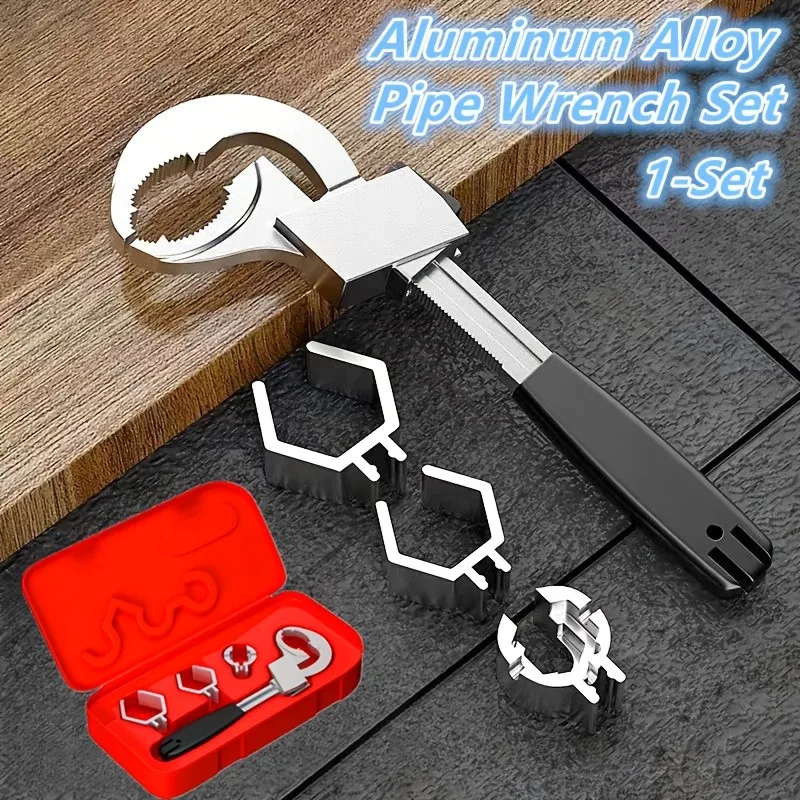 

Adjustable Aluminum Pipe Pliers Set – Double-Ended, for Sink & Bathroom Repair + Case