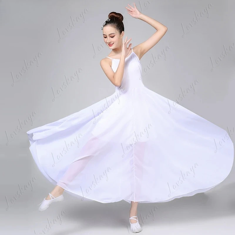 

Classical Modern Dance Women's Sling Ethereal Swing Long Dress Ballet Dance Costume