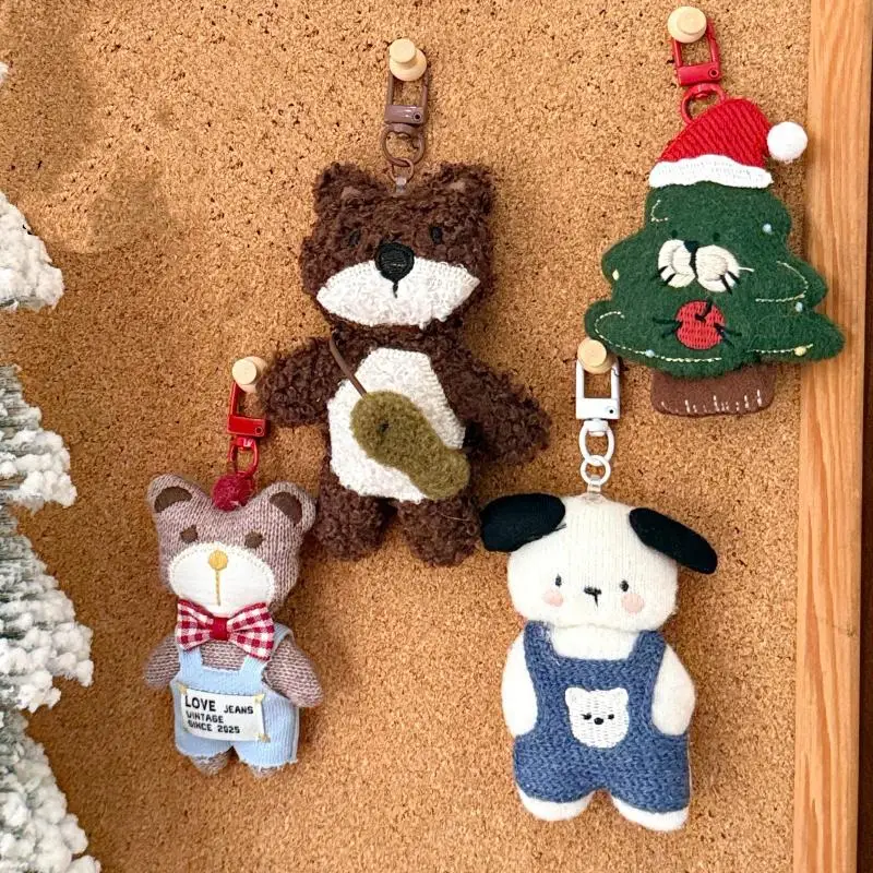 Portachiavi con Orsetto in Peluche Cartone Animato, Ciondolo Decorativo per Zaino, Accessorio Regalo