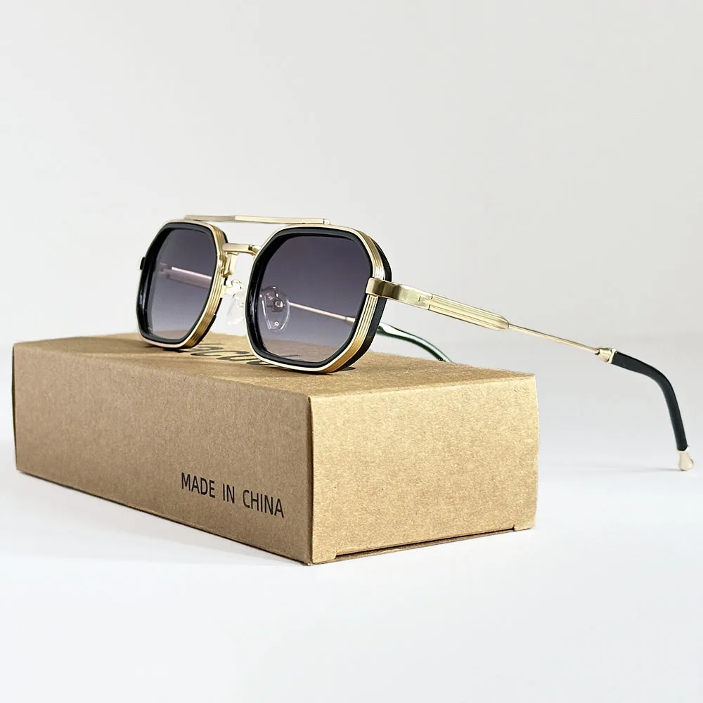 Kwadratowe punkowe okulary przeciwsłoneczne dla mężczyzn luksusowe Vintage okulary przeciwsłoneczne w stylu steampunk kobiety modne modne okulary Dropshipping Gafas De Sol Hombre — zdjęcie 3