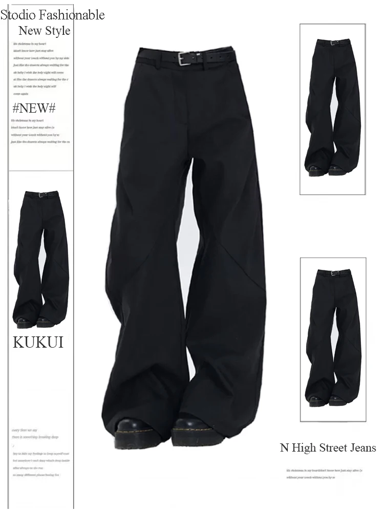 Mulheres Abi cleanfit preto calças compridas gyaru calças y2k japonês bell-bottom harajuku baixo aumento kpop baggy flare calças cyber punk