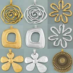Large Matte Gold/Antique Gold/Silver Color Round Medallion Jewellery Pendnat For Handmade Necklace Making Findings Material